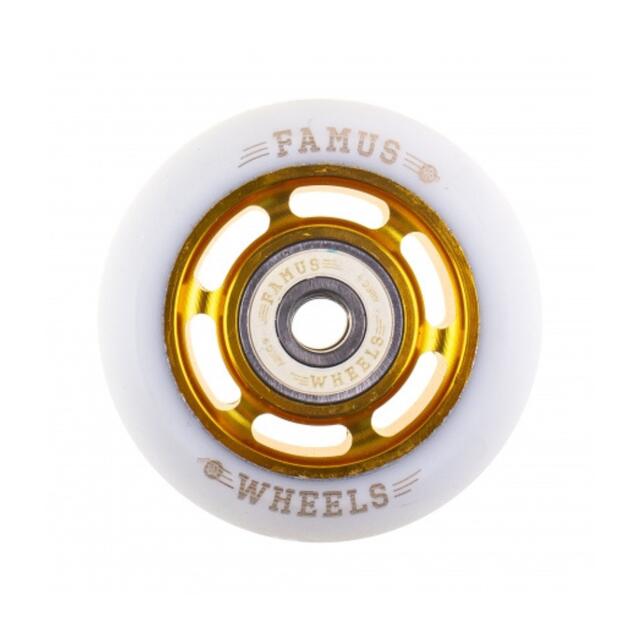 Famus Wheels - Roue De Roller Famus Wheels 60mm/88a + Abec 9 - Roue - Blanc|jaune - 60 Mm - Decathlon
