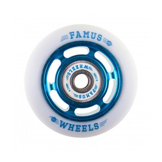 Famus Wheels - Roue De Roller Famus Wheels 60mm/88a + Abec 9 - Roue - Blanc|bleu - 60 Mm - Decathlon