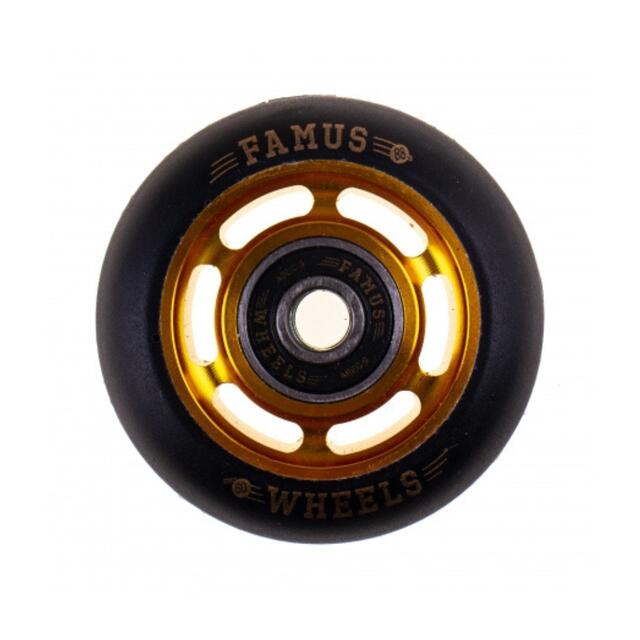 Famus Wheels - Roue De Roller Famus Wheels 60mm/88a + Abec 9 - Roue - Jaune|noir - 60 Mm - Decathlon
