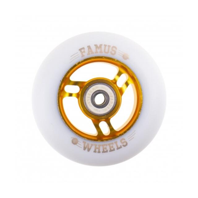 Famus Wheels - Roue De Roller Famus Wheels 90mm/86a + Abec 9 - Roue - Blanc|jaune - 90cm - Decathlon