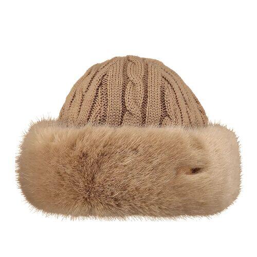Bonnet Fur Cable Bandhat Light Brown Femme
