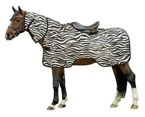 Fliegenausreitdecke Zebra für Shetty / Pony / Rückenlänge 105 cm schwarz / weiß 3/5