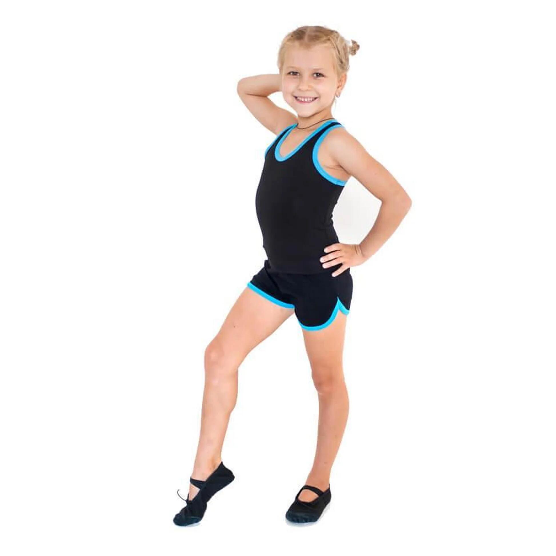 Camiseta Tirantes con Ribete de Gimnasia y Danza INDIGO Talle 36 Negro-Turquesa 2/4