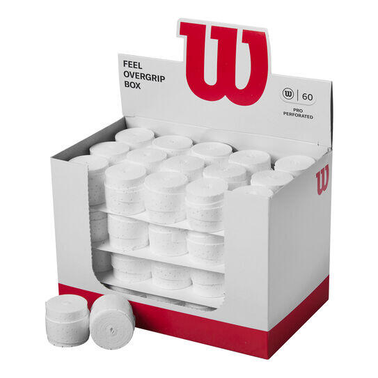 Caixa 60 Wilson Padel Overgrips Branco Pro Perfurado 2/3