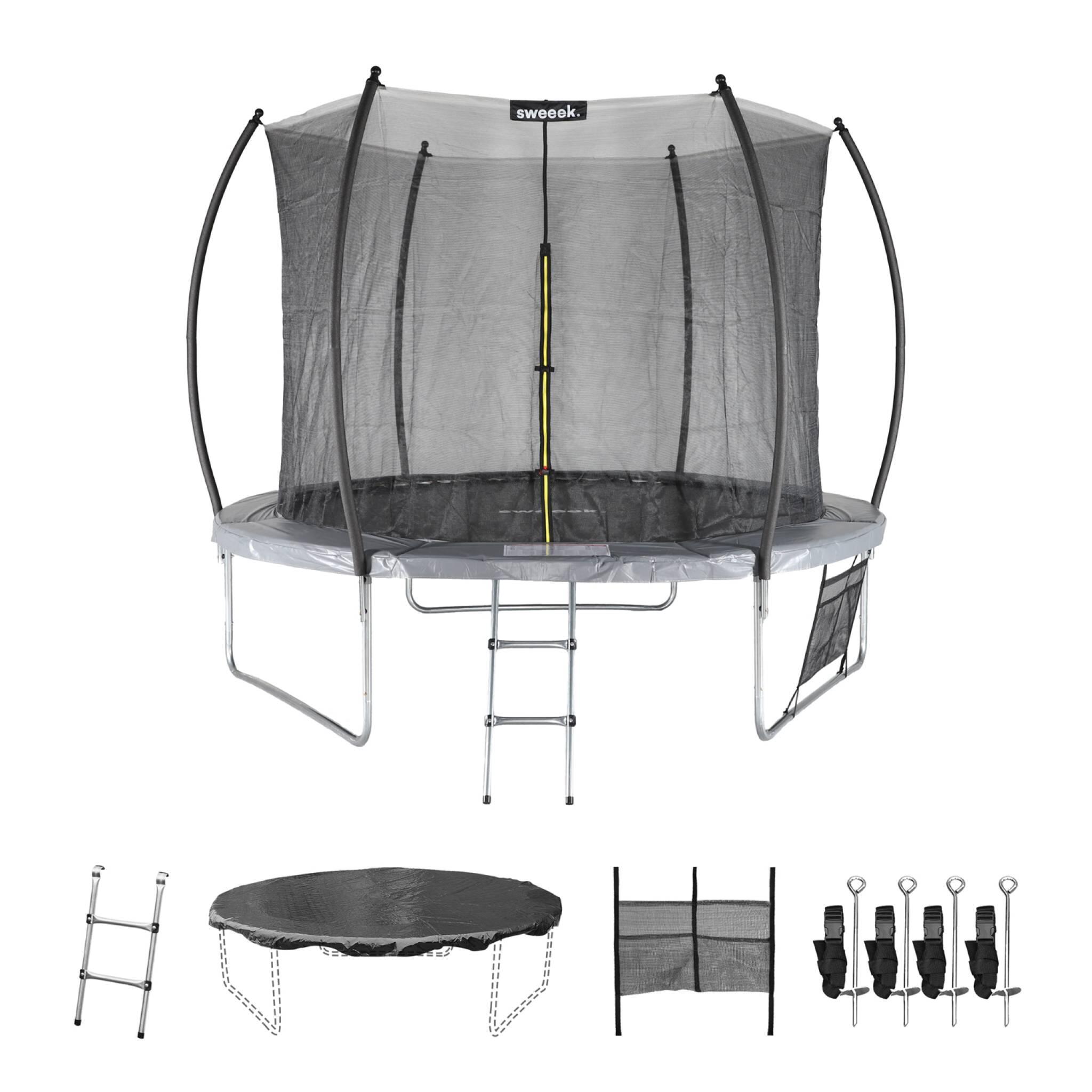Cama elástica 305cm con red interior y pack de accesorios, Gris 1/6