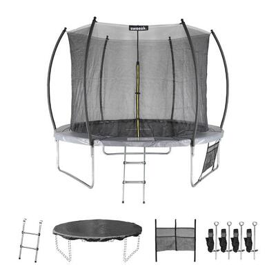 Trampolino 305cm con rete interna e pacco di accessori. Grigio
