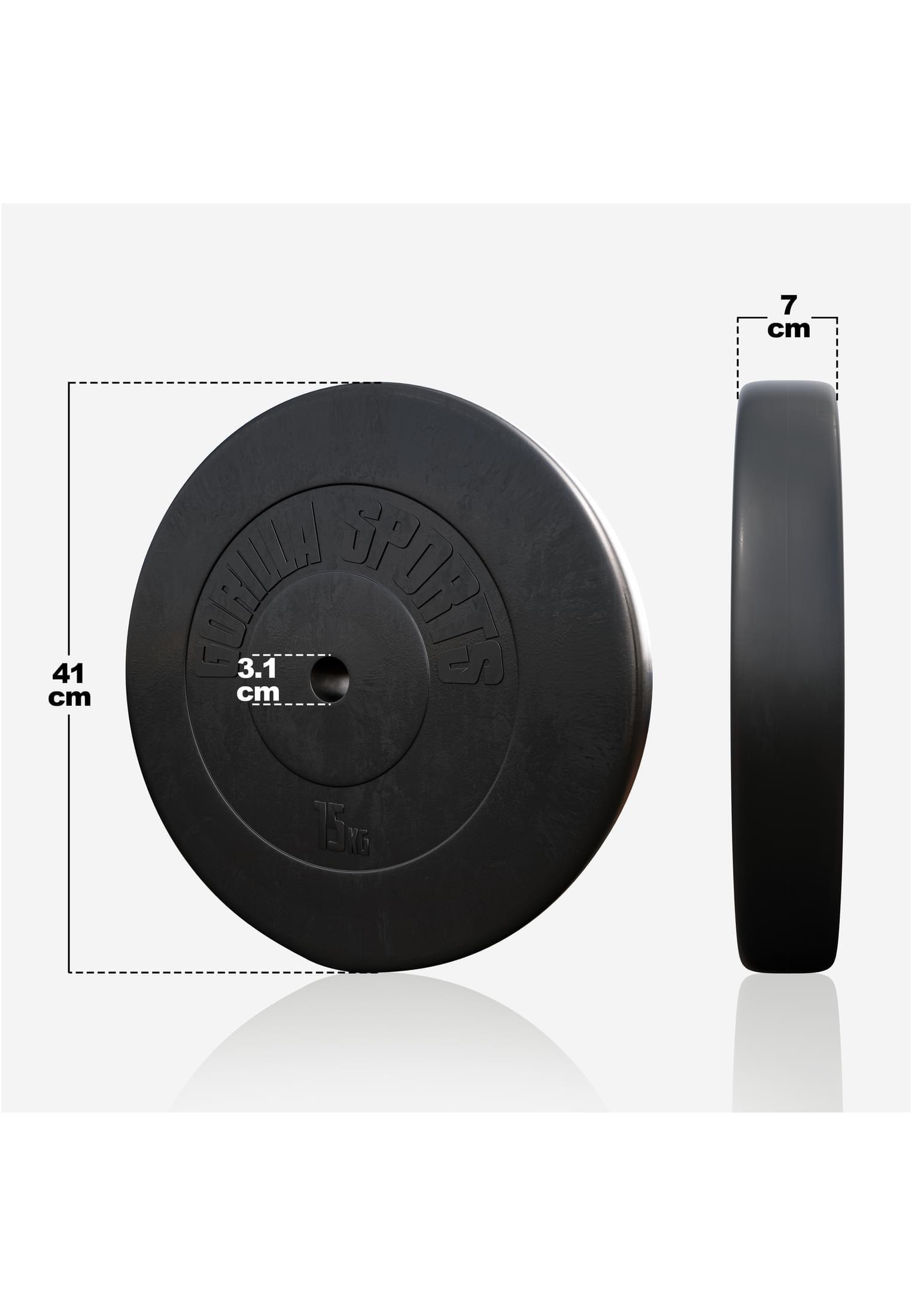 Gorilla Sports Halterschijven - Bundel - 2 x 5 & 2 x 10 kg - Kunststof - 30 mm 7/7