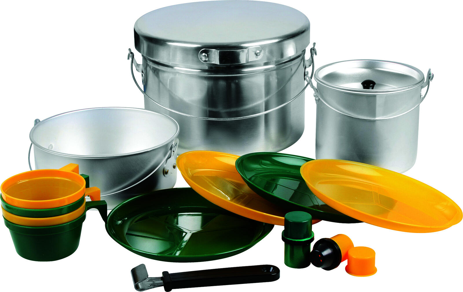 16pc Wildtrak Aluminium 4-Person Mess Kit Camping Plate/Pot/Cup - Silver