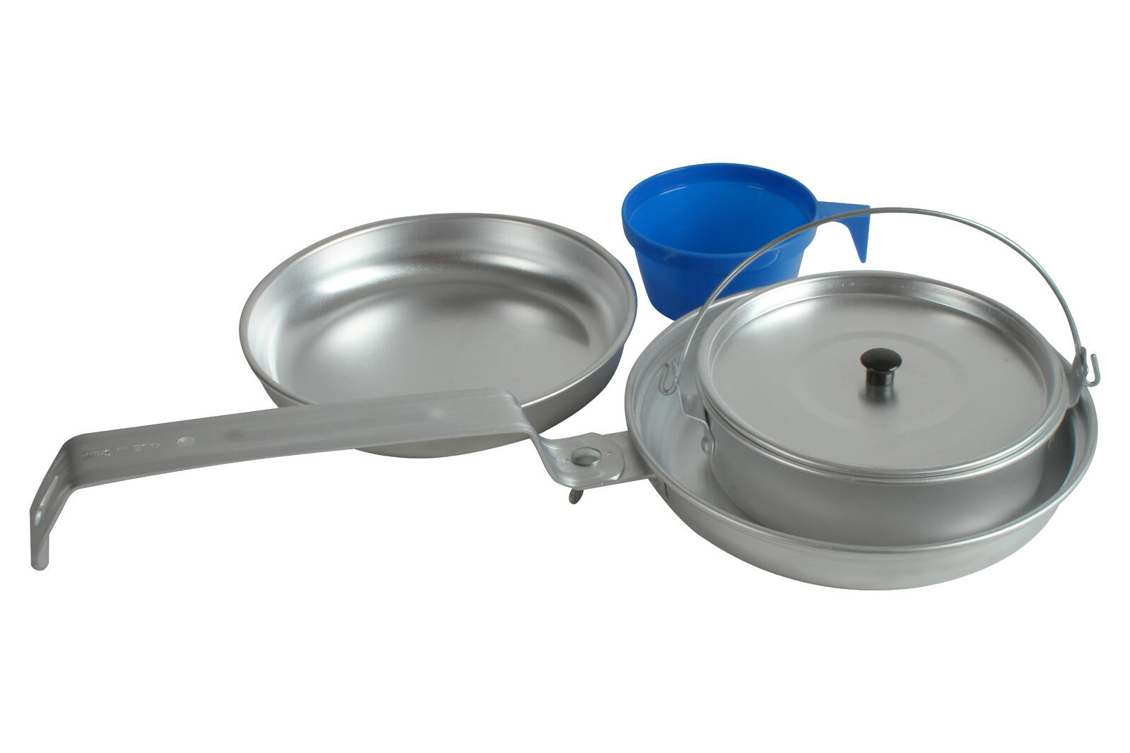 4pc Wildtrak Aluminium 1-Person Mess Kit Pot/Pan/Cup - Silver
