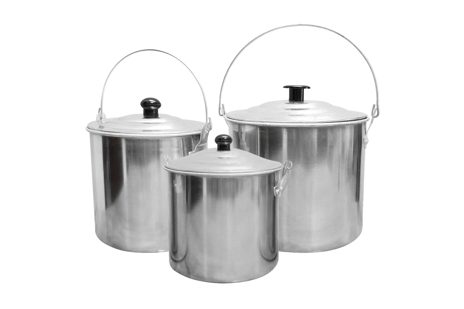 3pc Wildtrak Aluminium 1.45/1.65/2.65L Billy Can Set - Silver