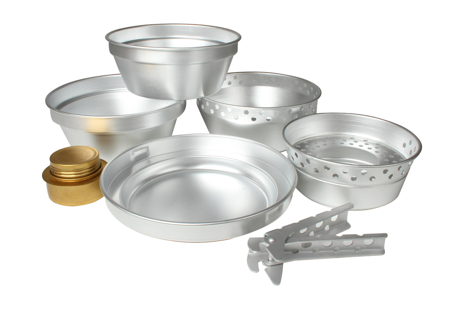 8pc Wildtrak Aluminium Camping Cookware Set w/ Alcohol Burner - Silver