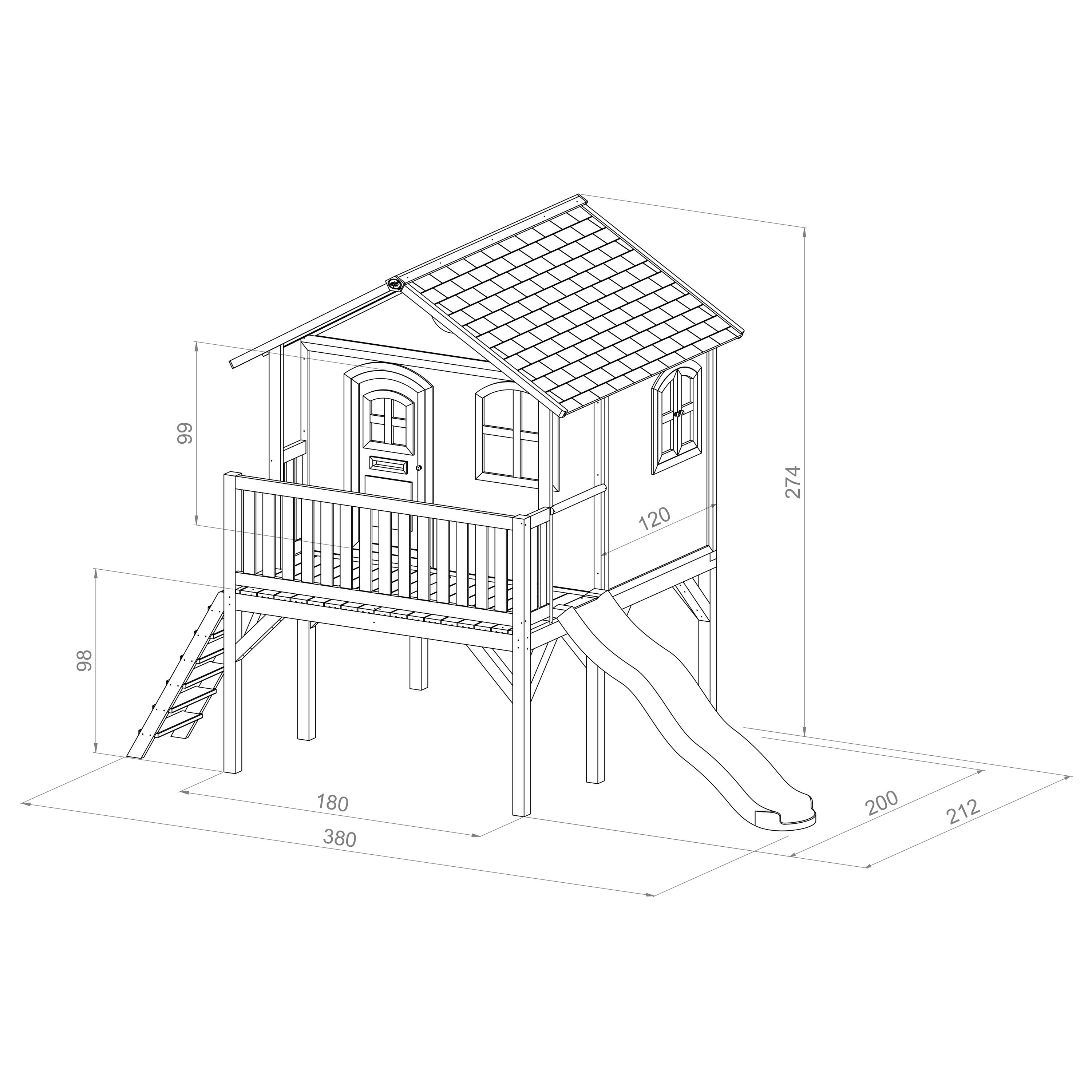 Maisonnette de jardin Sophie Marron/Blanche - Toboggan Rouge 3/5