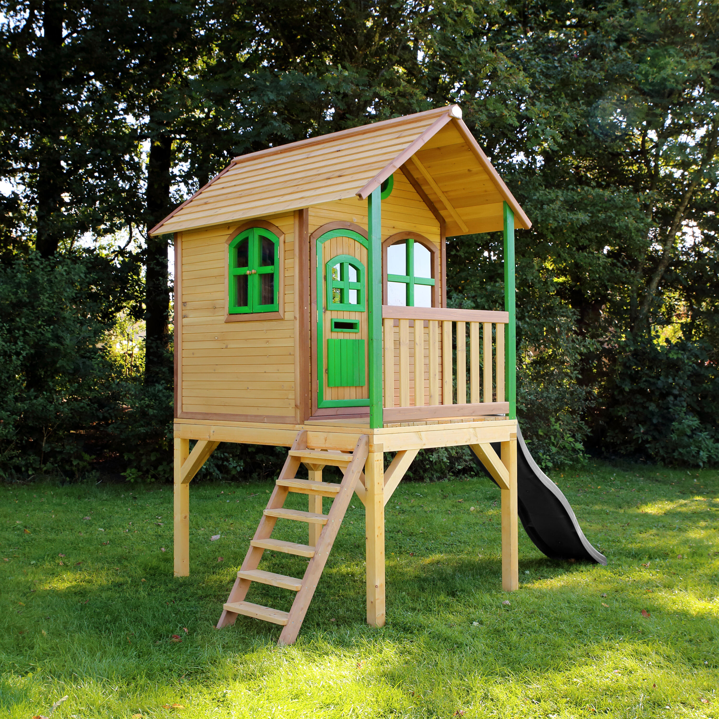 Laura Spielhaus für Kinder, Braun/Grün, Rutsche Grau 5/7