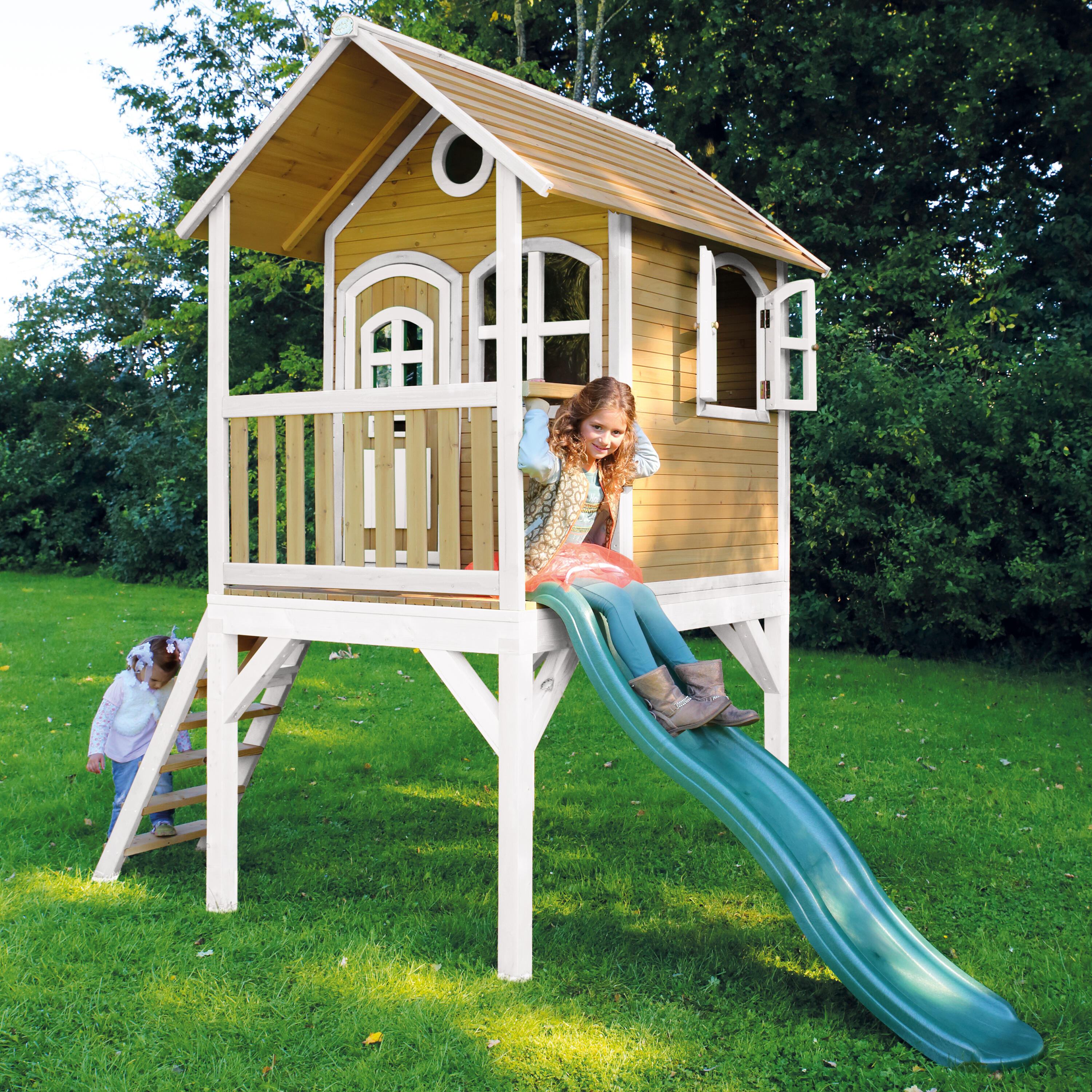 Maisonnette de jardin Laura Marron/Blanche – Toboggan Vert 5/7
