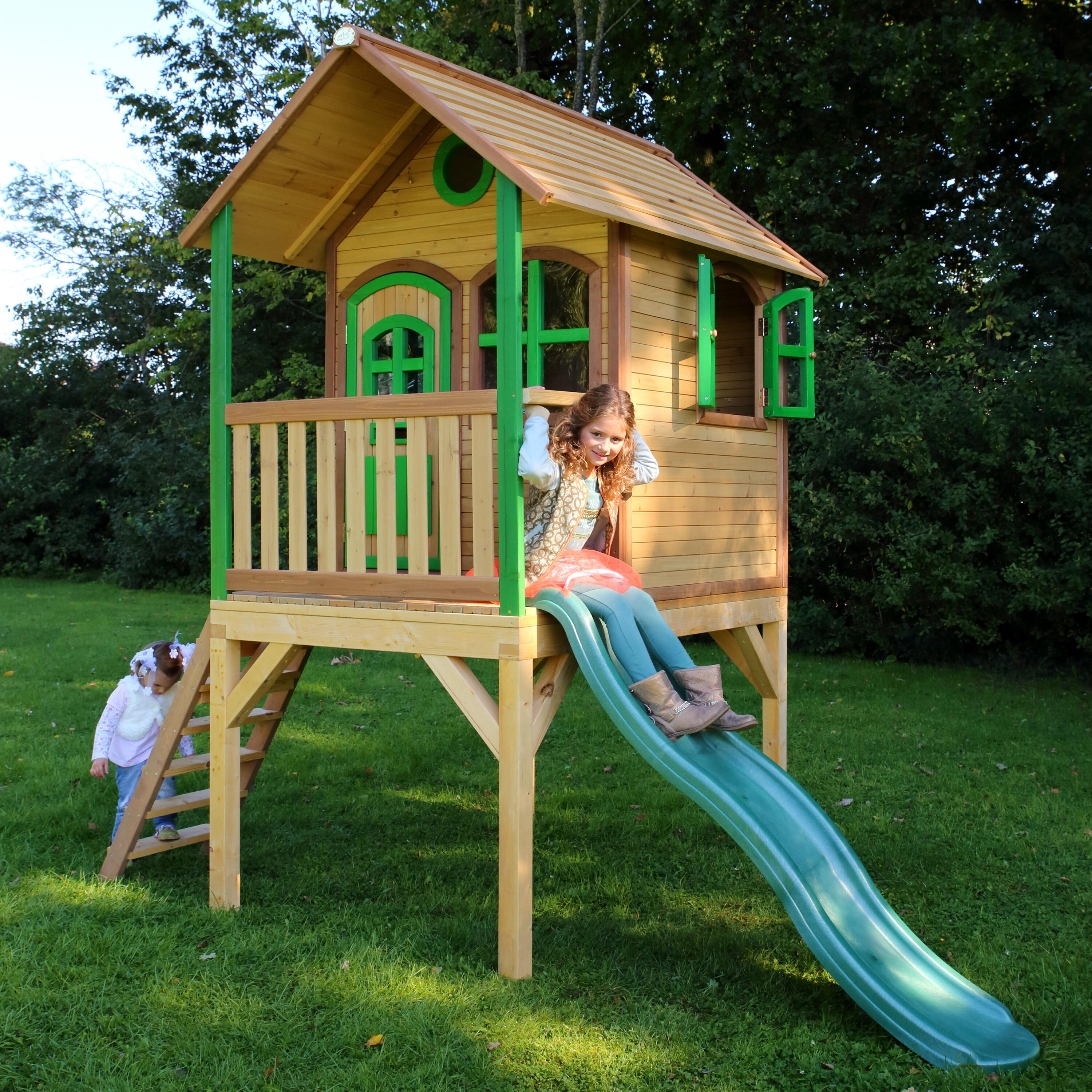 Maisonnette de jardin Laura Marron/Verte – Toboggan Vert 7/7
