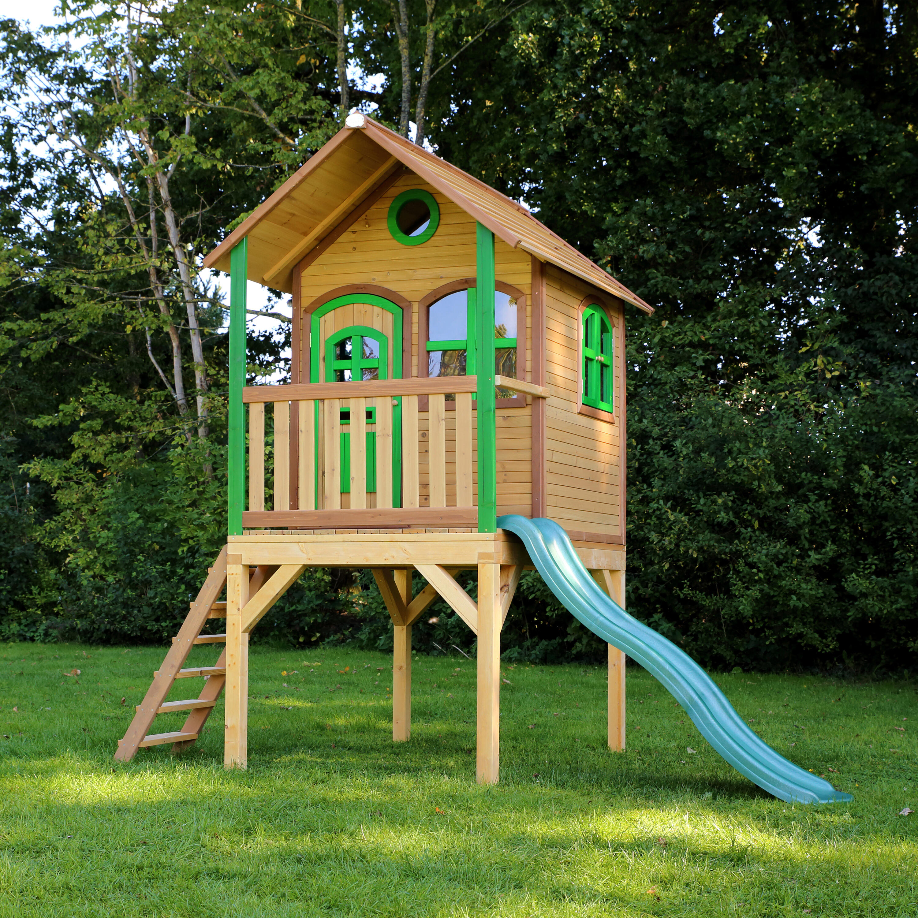 Maisonnette de jardin Laura Marron/Verte – Toboggan Vert 4/7