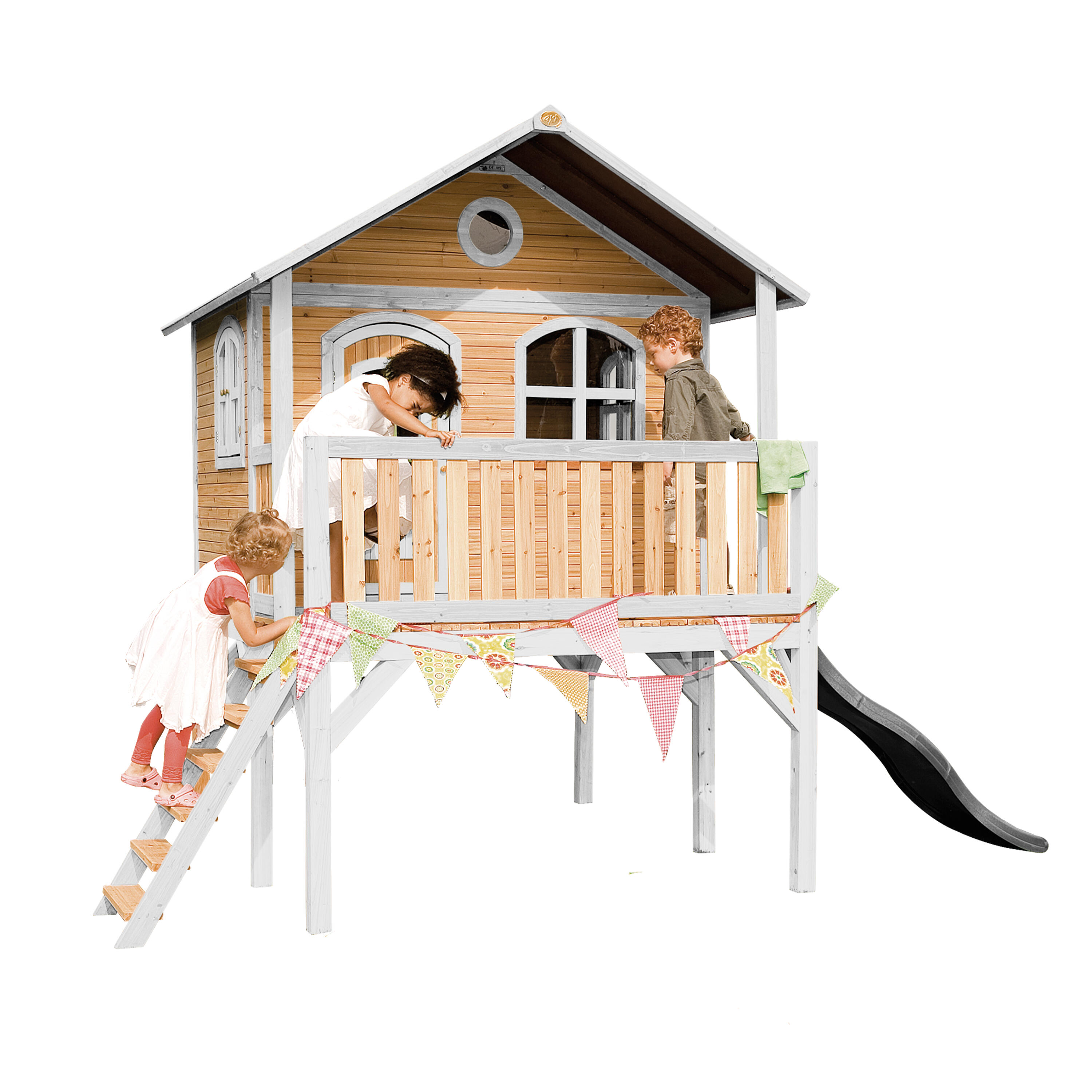AXI AXI Sophie Casa de madera para niños con tobogán Gris