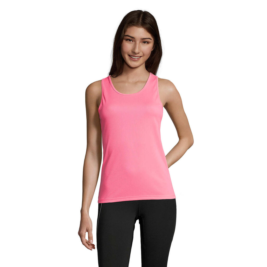 Womens/Ladies Sporty Tank Top (Neon Pink)