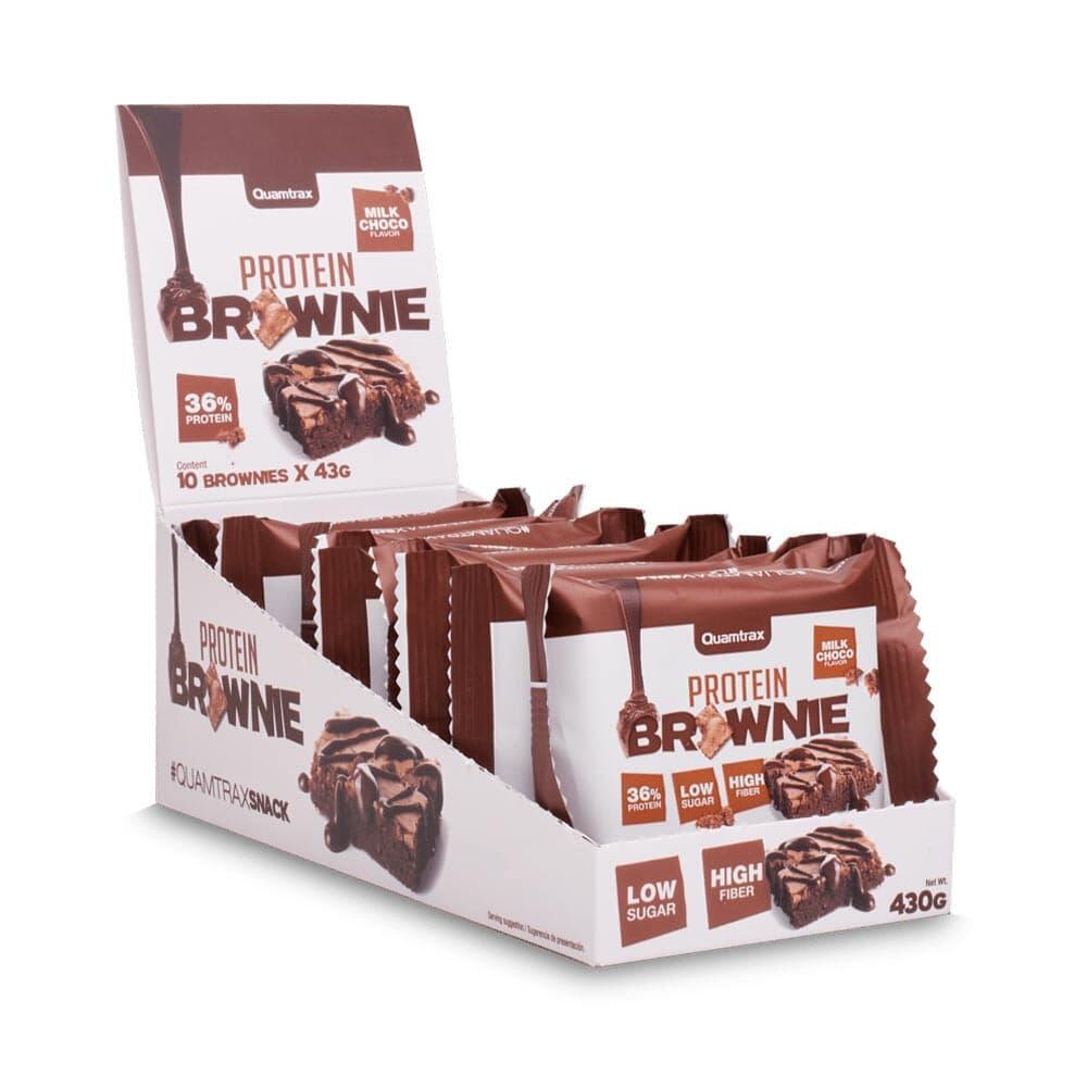 QUAMTRAX Eiwitkoeken - Blik Eiwitbrownie (10x43g) - Chocolade