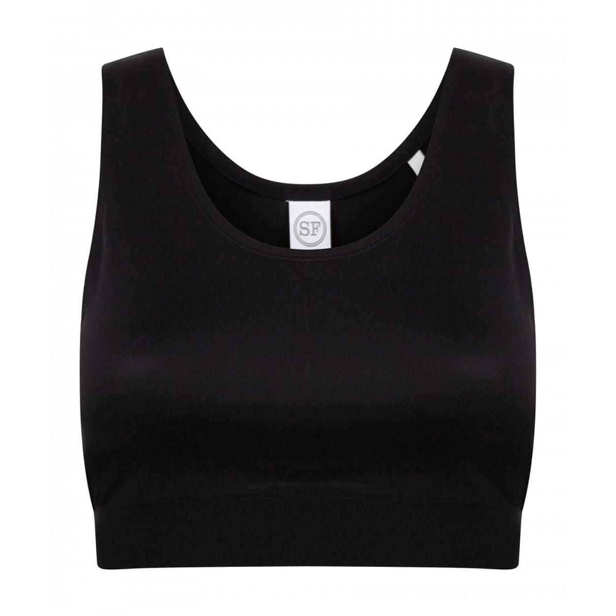SKINNI FIT SF Minni Childrens Girls Fashion Crop Top (Black/Black)