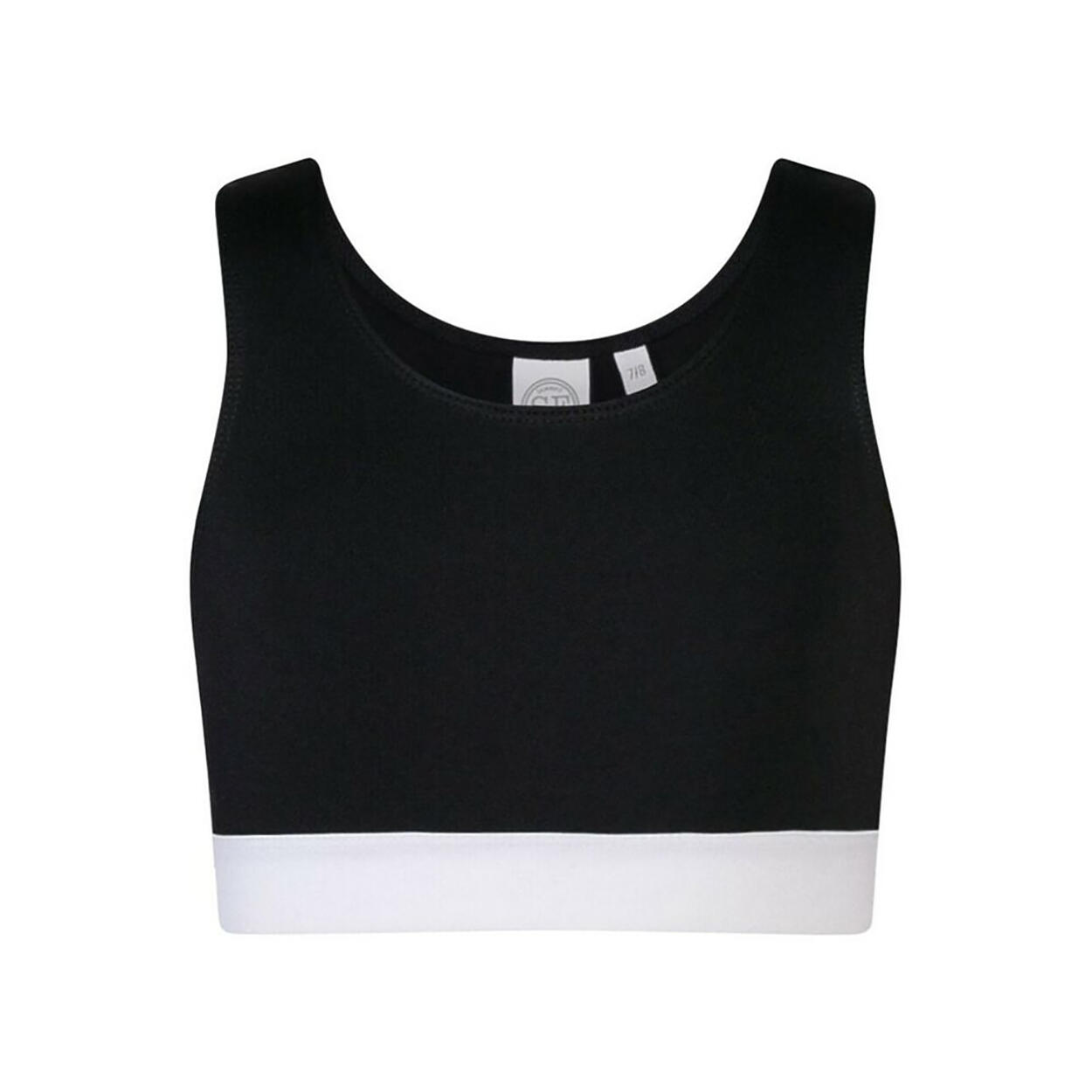 SKINNI FIT SF Minni Childrens Girls Fashion Crop Top (Black/White)