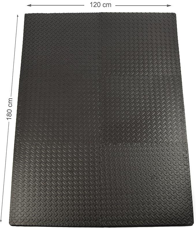 Set de 6 tapis de protection fitness - 60x60x1,2 cm - Noir 2/6