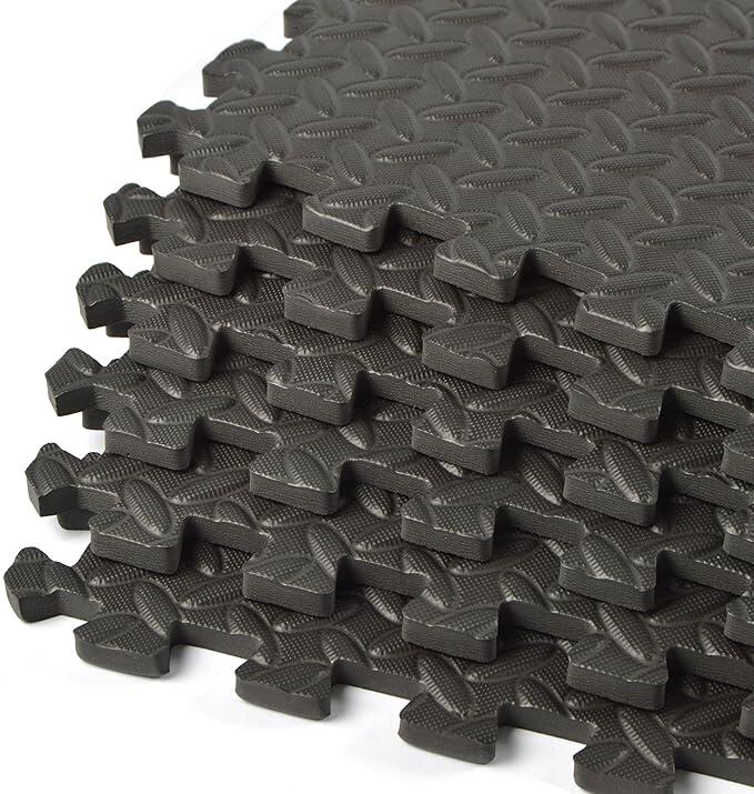 Set de 6 tapis de protection fitness - 60x60x1,2 cm - Noir 5/6