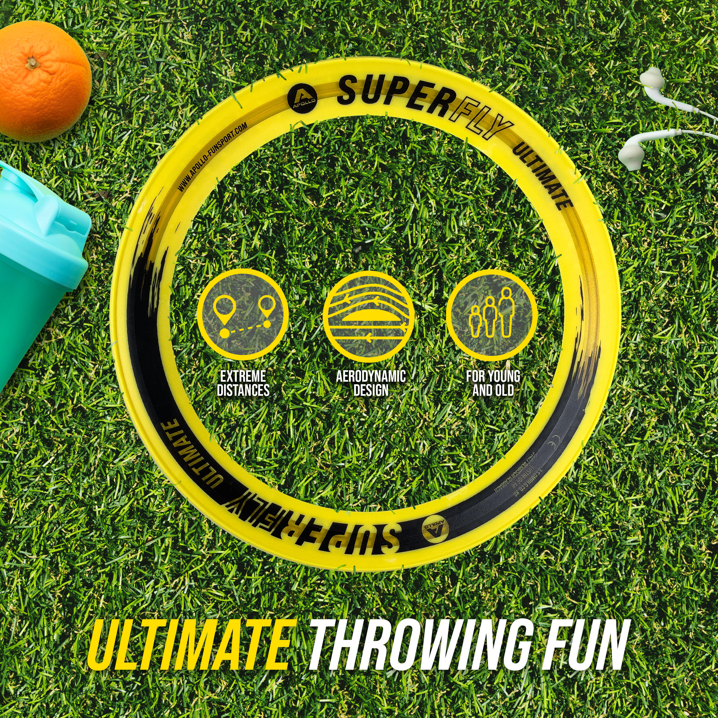 Superfly Aro de lanzamiento con bordes suaves - Amarillo, 33 cm 3/6
