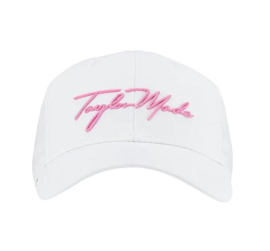 TaylorMade 23 Script Gorra Golf Mujer, Blanco/Rosa 3/5