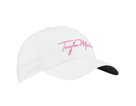 TaylorMade 23 Script Gorra Golf Mujer, Blanco/Rosa 2/5