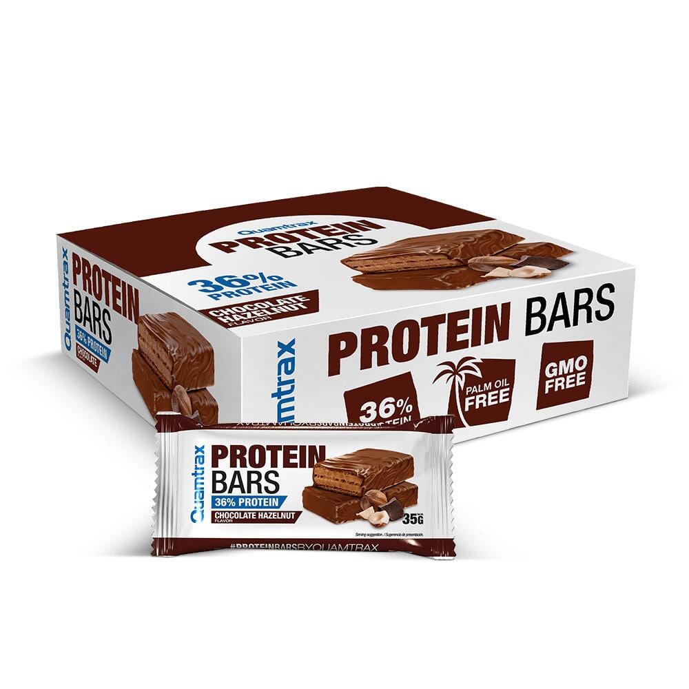 QUAMTRAX Eiwitrepen - Blik Eiwitreep (32x35g) - Chocolade Hazelnoot