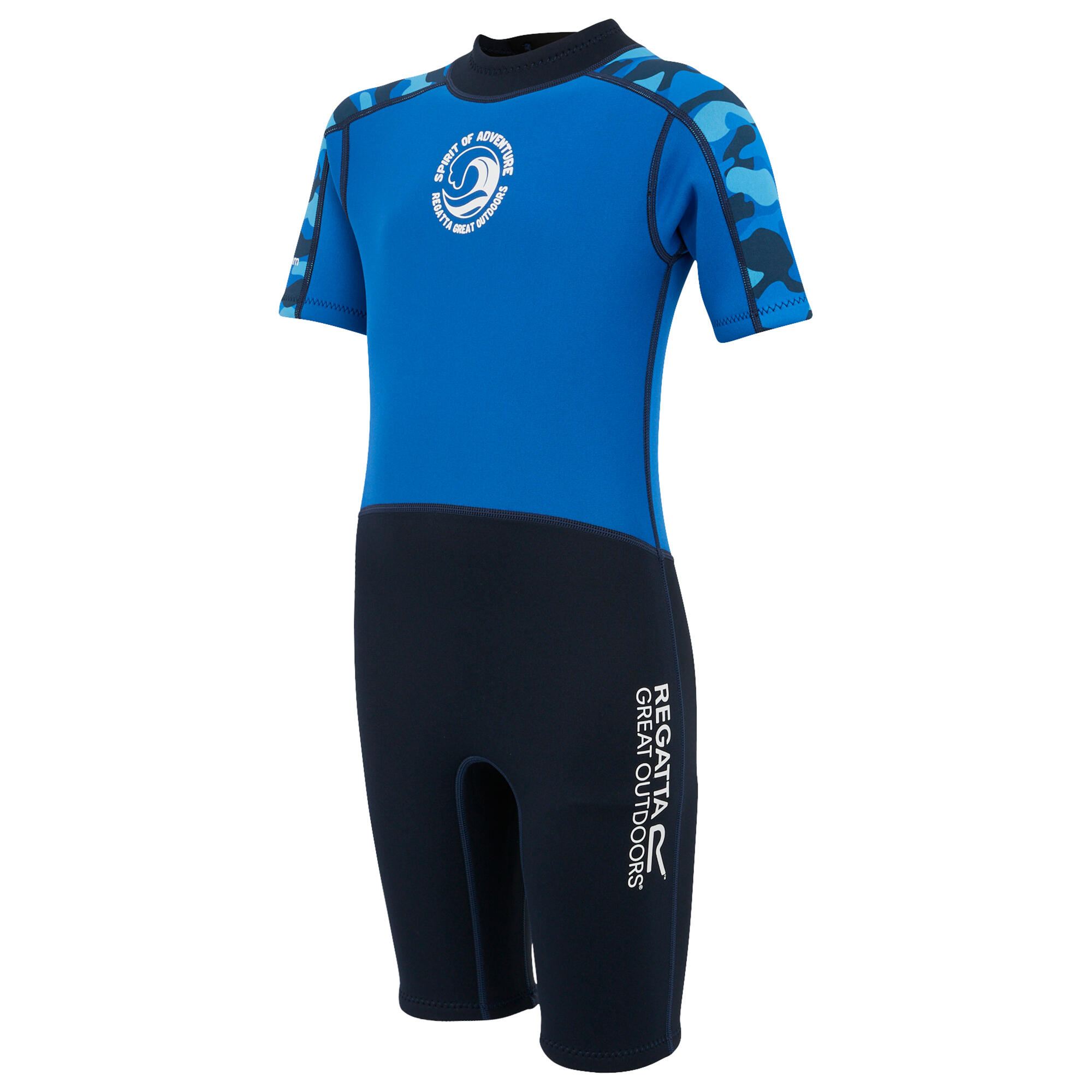 Childrens/Kids Camo Wetsuit (Olympian Blue/Navy) 3/5