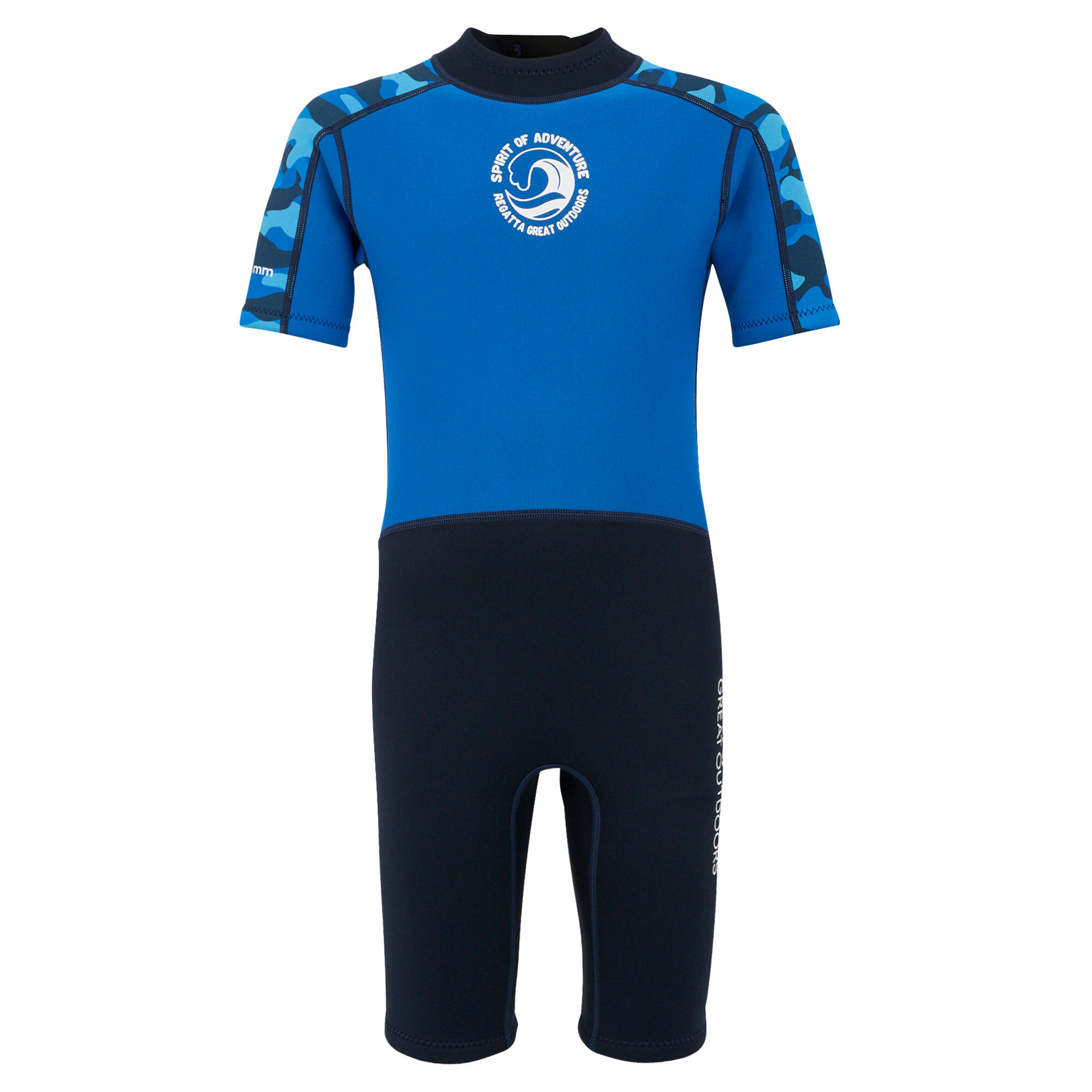 Fato de mergulho camuflado para crianças Azul Olímpico / Azul Marinho