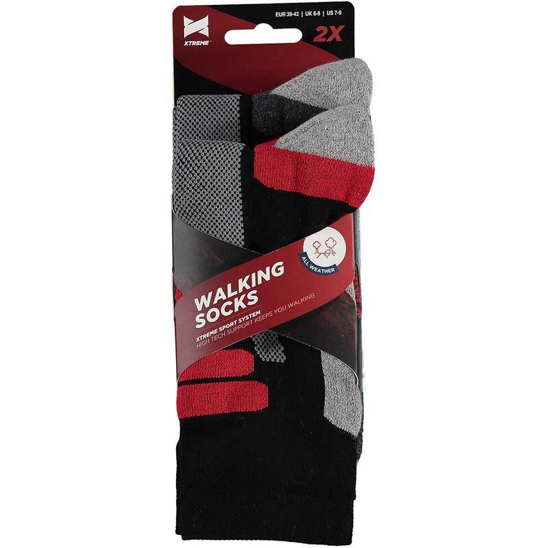 Meias de Caminhada Técnica Xtreme Preto 2-PACK