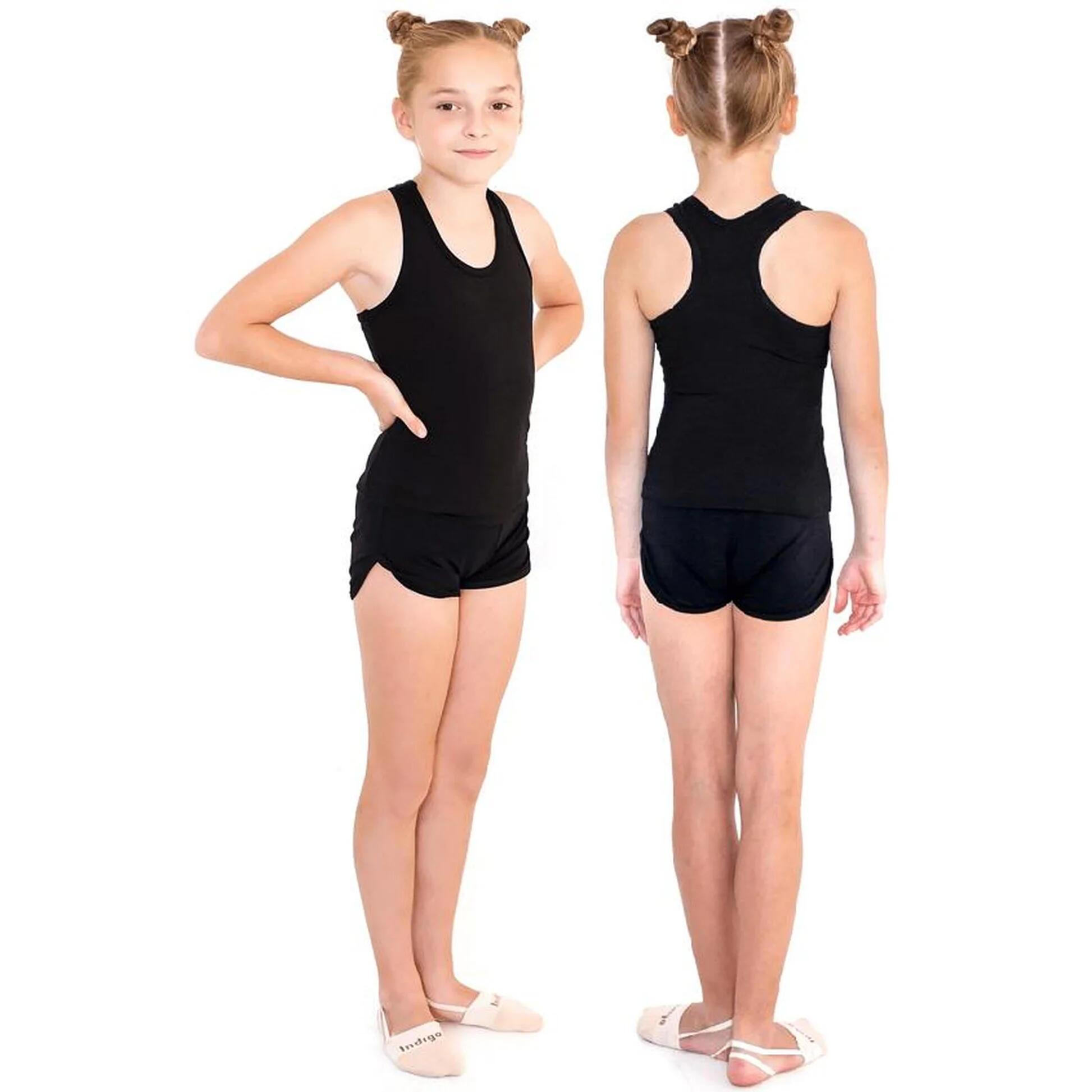INDIGO SPORTS Shorts de Gimnasia para Niñas con Ribete INDIGO Talle 30 Negro