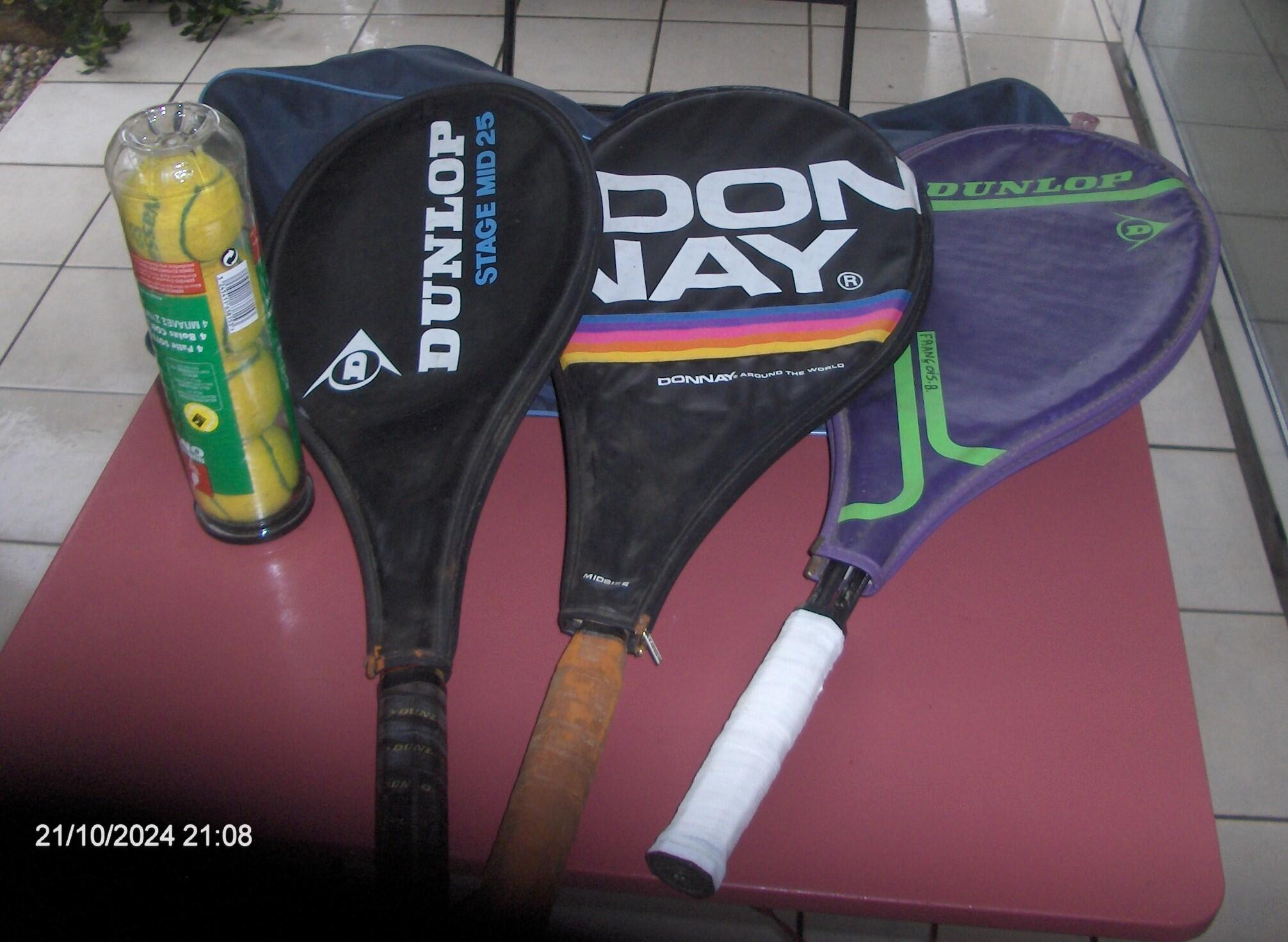 Tennisrackets - Donnay en Dunlop - 3 Rackets + 3 Etuis + 1 Tas 2/3