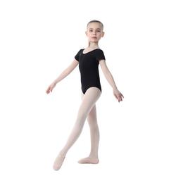 Justaucorps à Manches Courtes pour Gymnastique et Danse en Coton SOLO Noir
