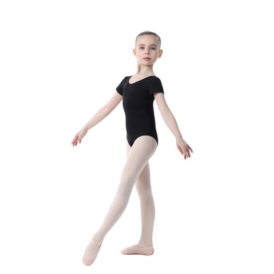 Justaucorps à Manches Courtes pour Gymnastique et Danse en Coton SOLO Noir