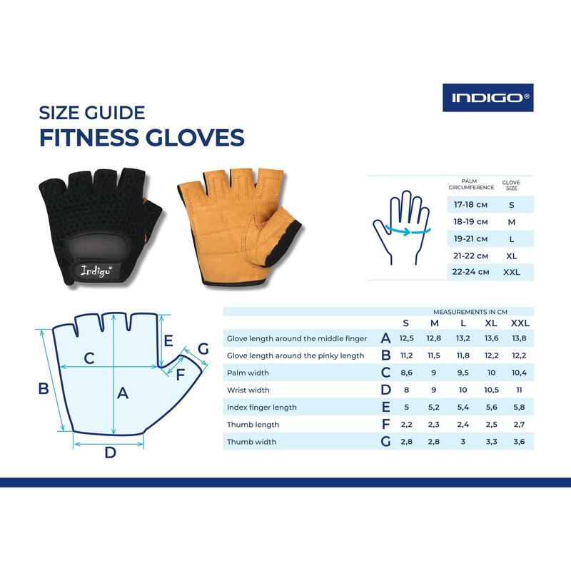 Guantes Fitness- Ciclismo INDIGO Negro- Azul Talle S