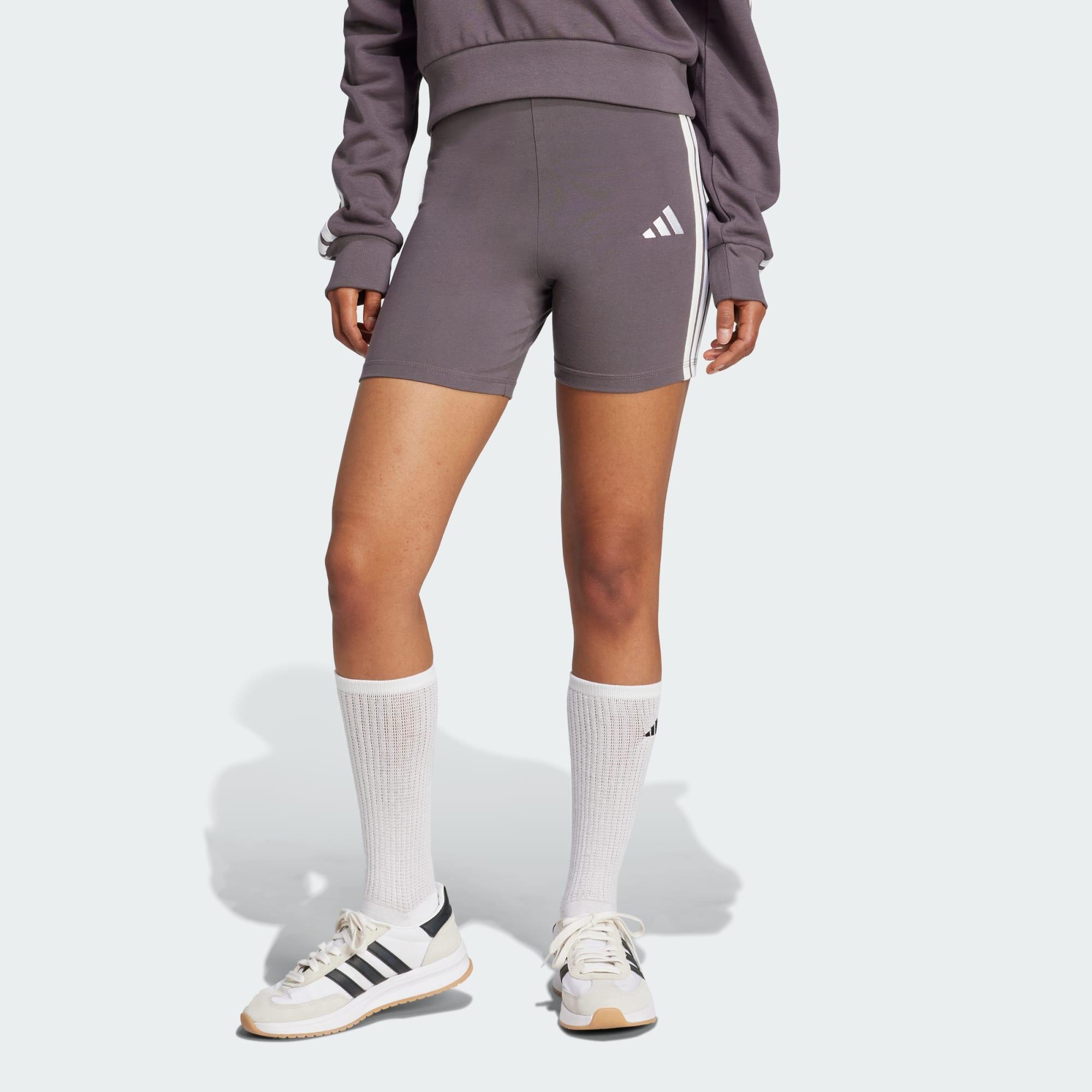 Adidas - Cycliste Taille Haute 3 Bandes Essentials - Short - Blanc|violet - Decathlon