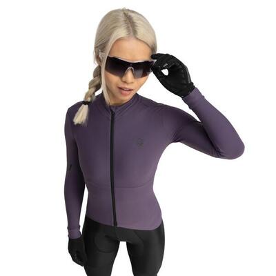 Dames fietsen thermo wielershirt met lange mouwen m7 trueba paars
