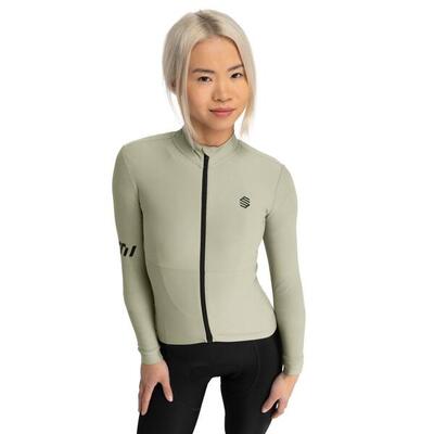 Dames fietsen thermo wielershirt met lange mouwen m7 erbe groen