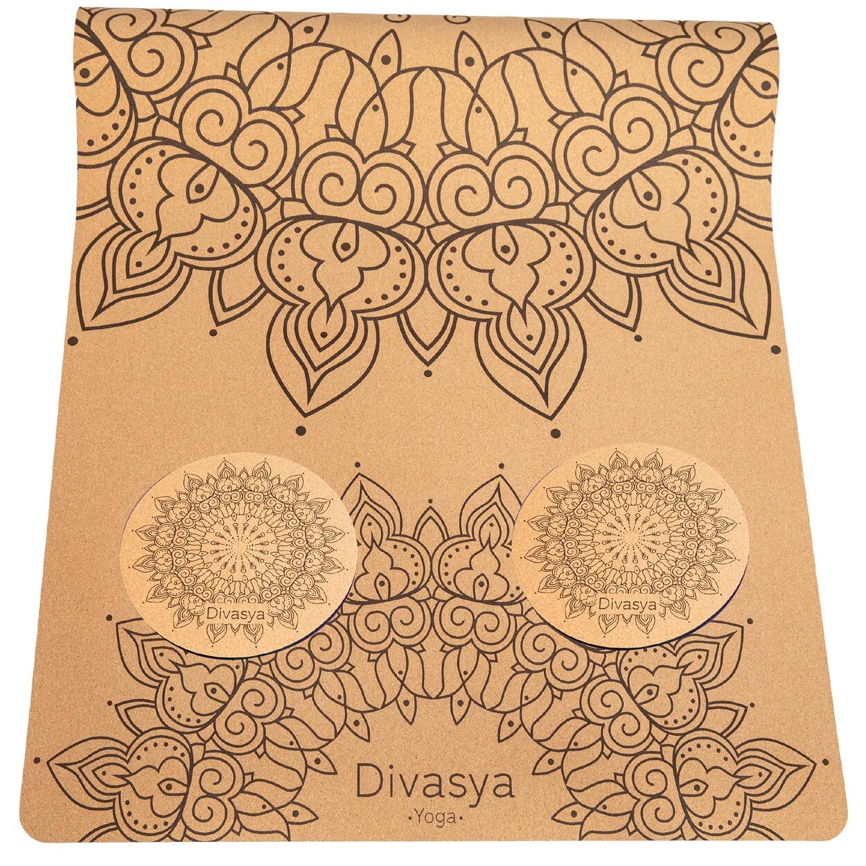 Set comfort: Tappetino yoga in sughero con 2 ginocchiere | Design MANDALA 5/6