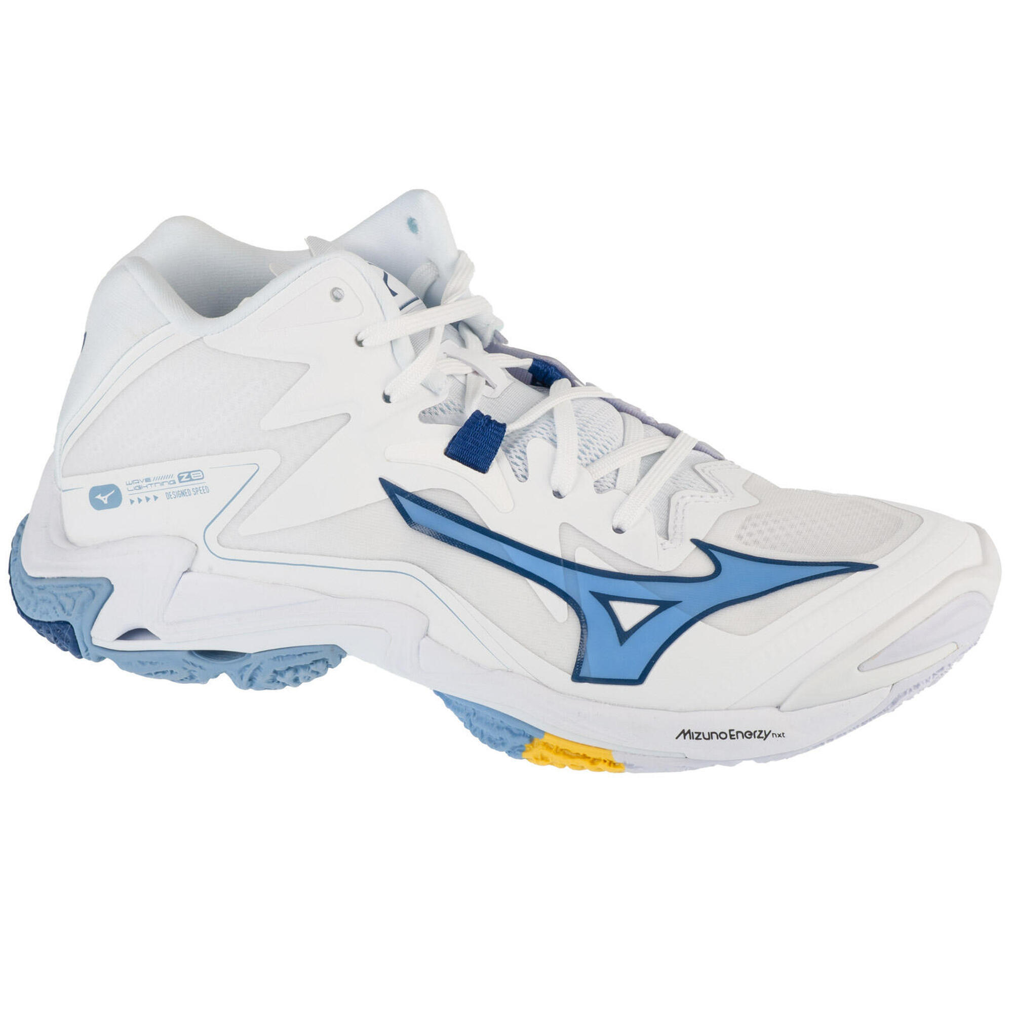 Mizuno - Chaussures De Volleyball Unisexes Wave Lightning Z8 Mid - Chaussures De Sport - Blanc|bleu - 46,5 - Decathlon