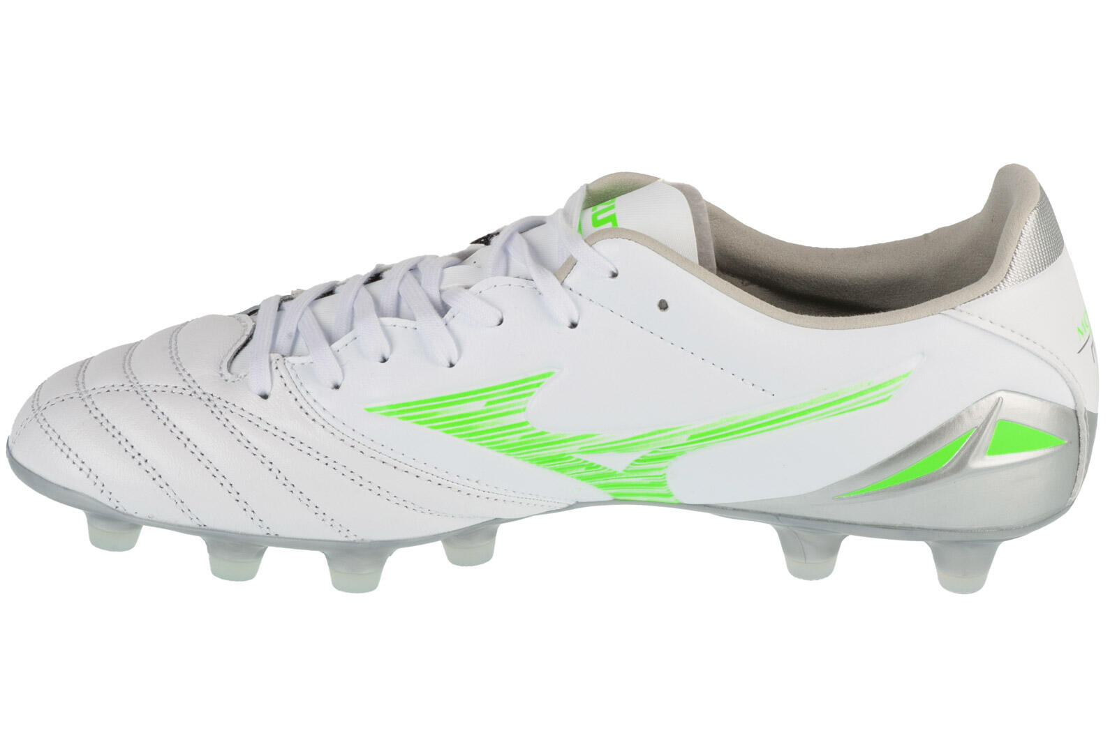 Botas de fútbol Mizuno Morelia Neo IV Pro Md blanco/verde neón/gris frío 3c 2/7