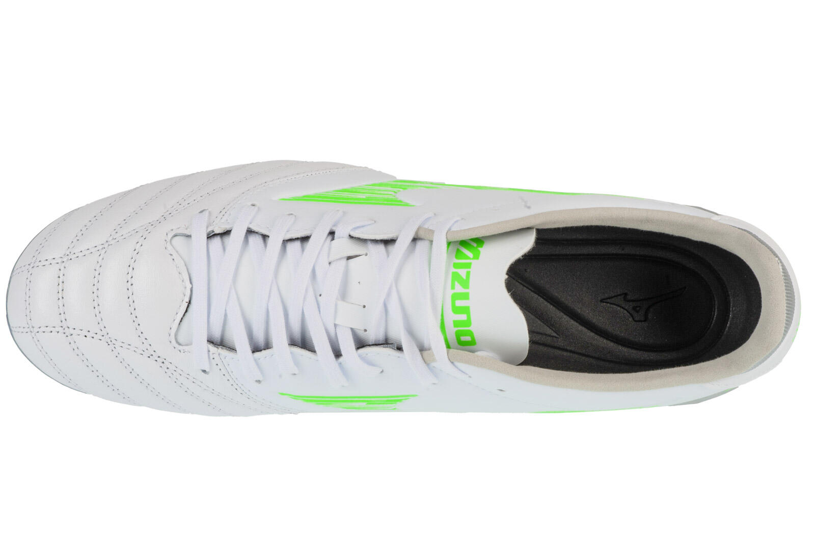 Botas de fútbol Mizuno Morelia Neo IV Pro Md blanco/verde neón/gris frío 3c 4/7