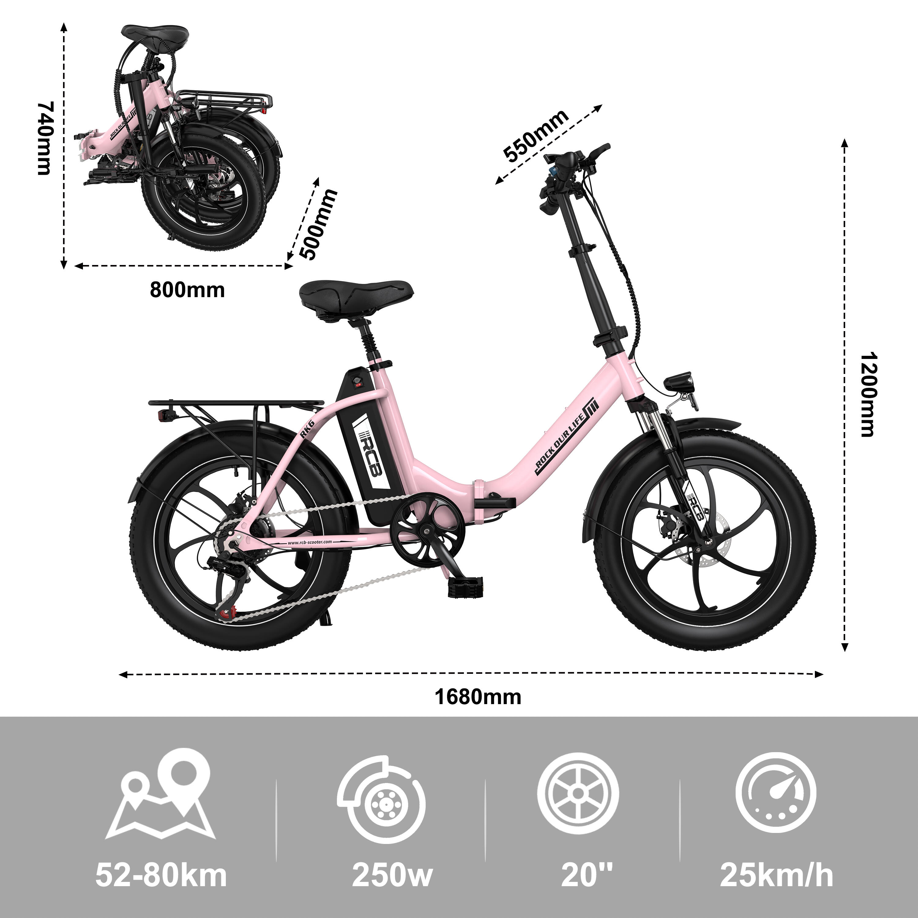 Electric Folding Bikes RK6,E-bikes,20'' ,52-80km,36V 15.6A 6/9