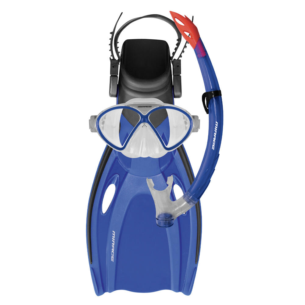 3pc Mirage Kids Junior Silitex Fins/Mask/Snorkel Set Comet Small Blue