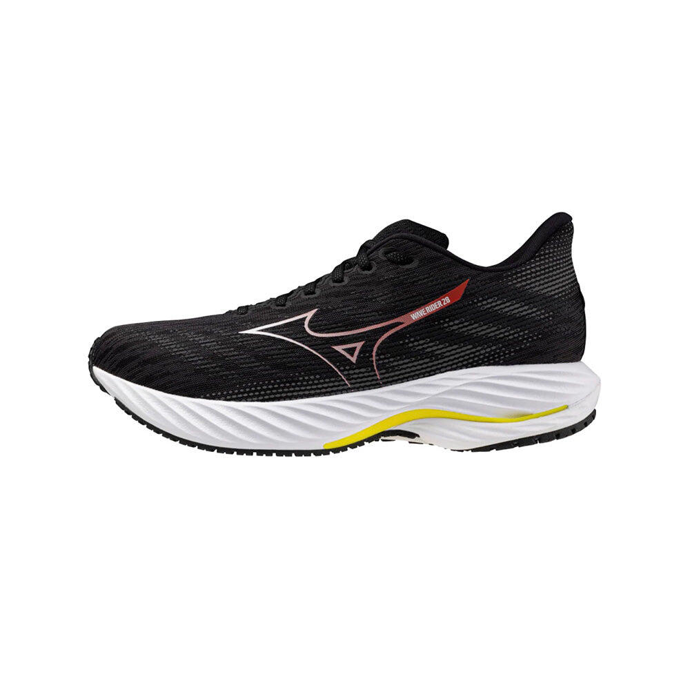 好 Wave Rider 28 Wide 男裝闊頭路跑鞋- 黑x 白色