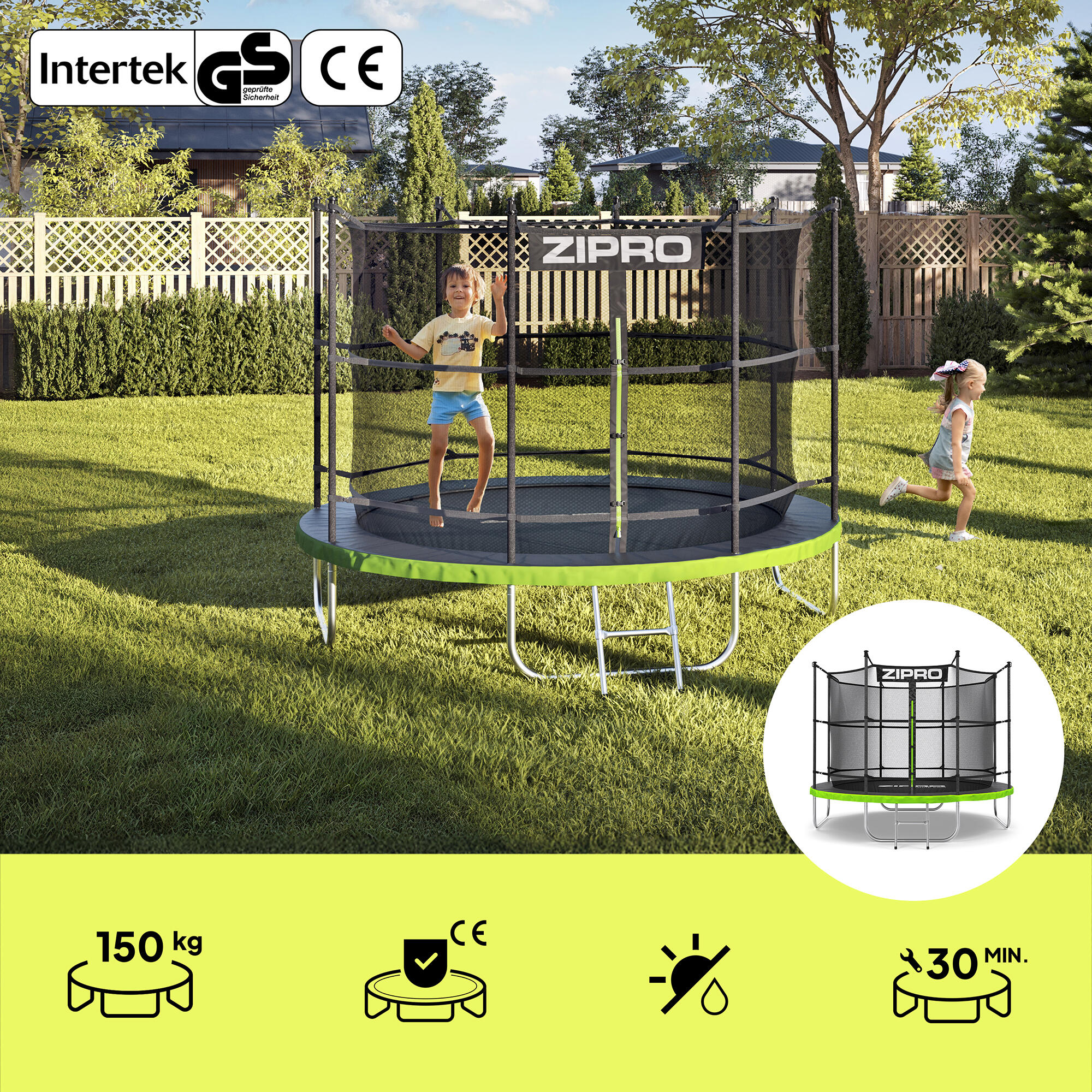 Trampoline rond Jump Pro 8FT 252 cm avec échelle, filet de protection intérieur 3/7
